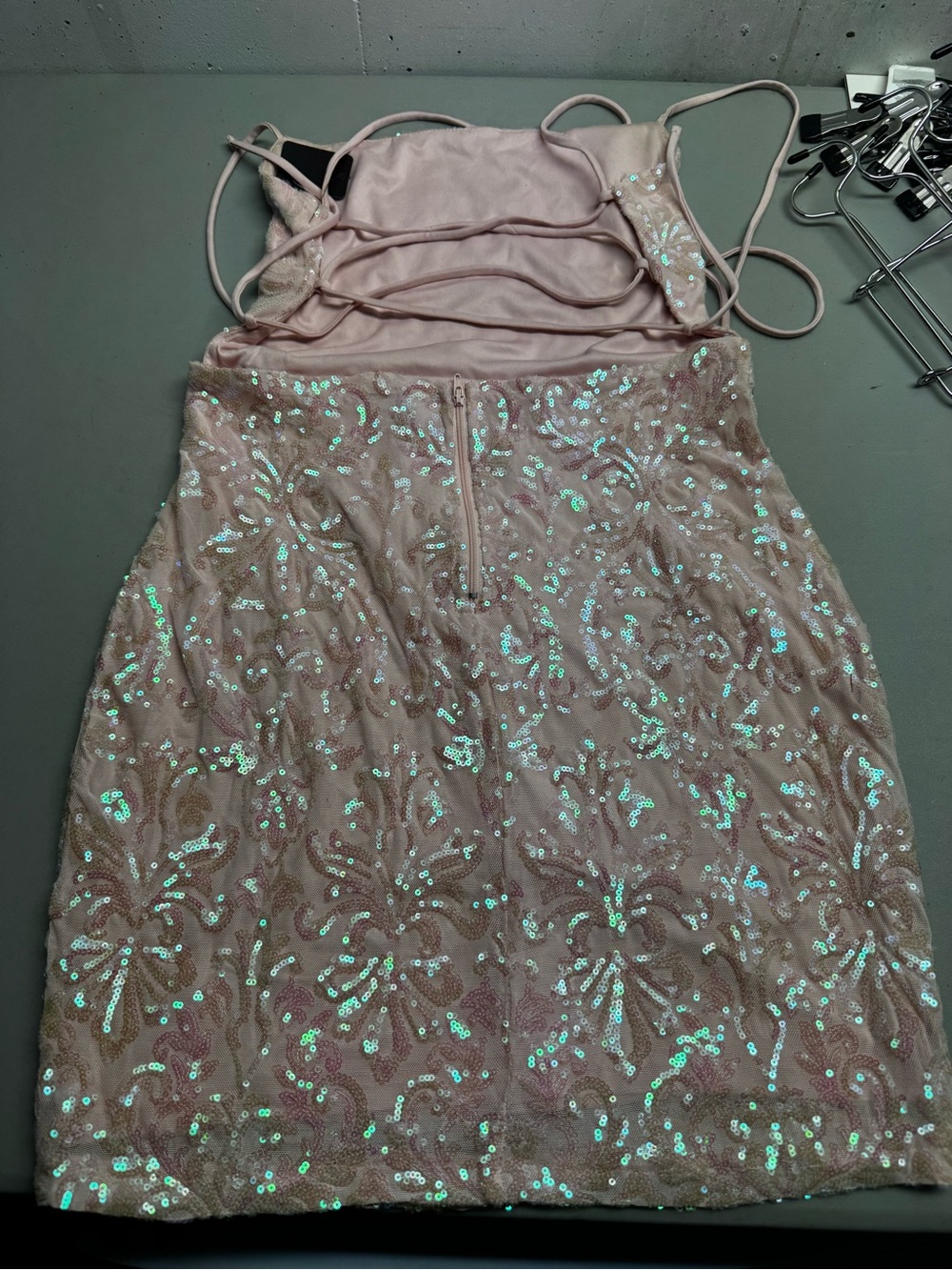 Windsor Blush Pink Sequin Strapless Prom Dress - Picture 2 of 5
